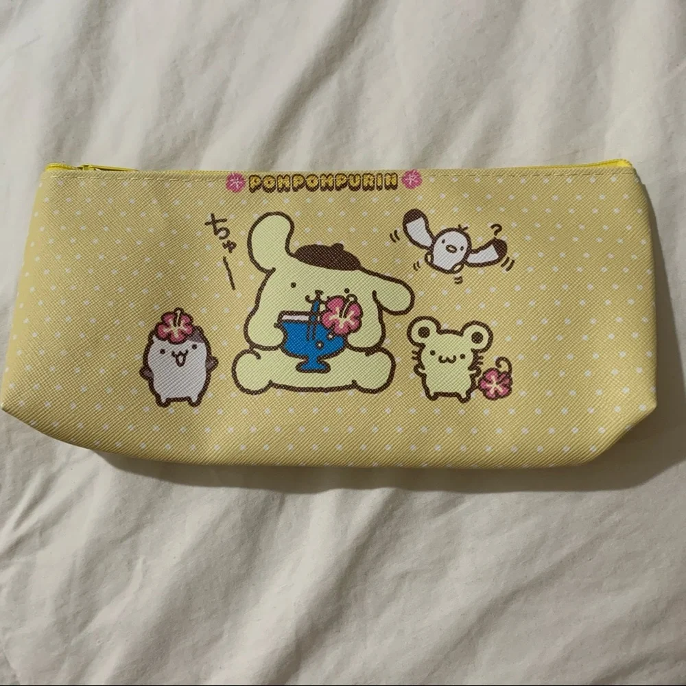 Pompompurin Yellow Pencil Bag with White Polka Dots